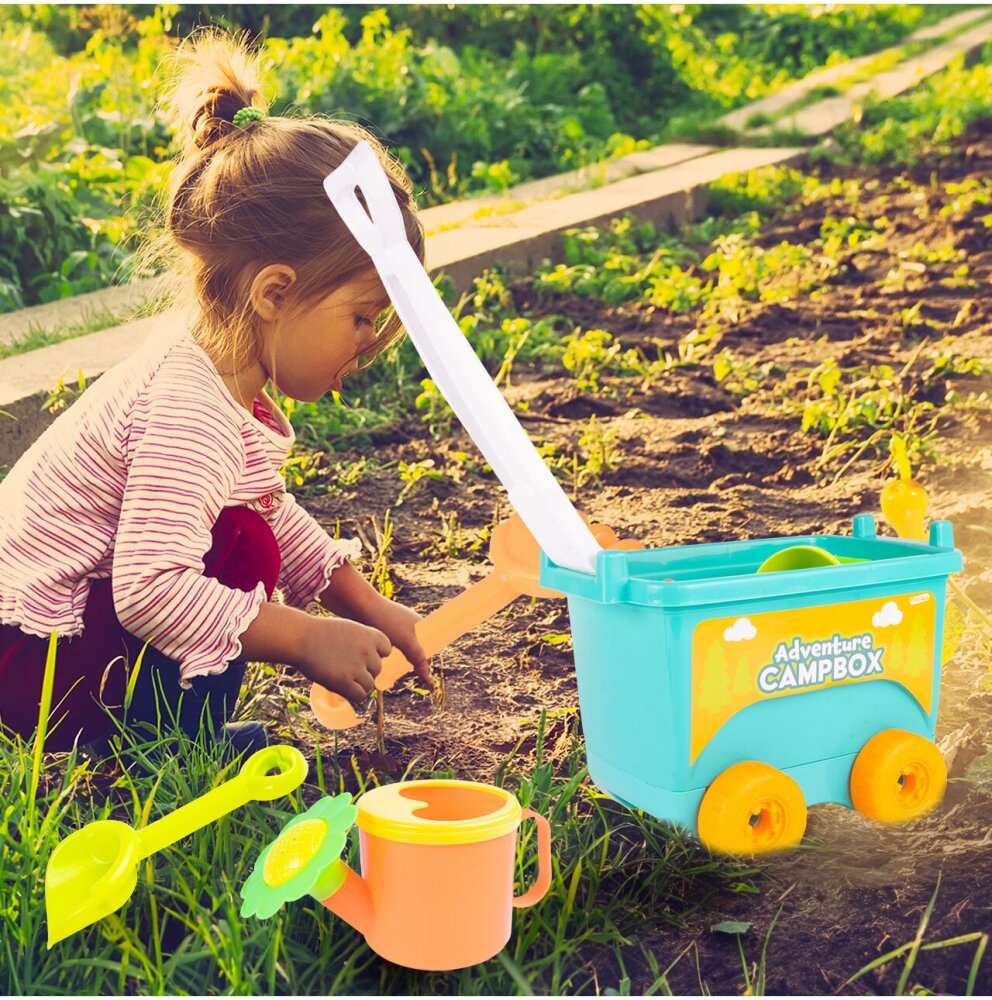 MalPlay Set de joaca pentru copii carucior cu accesorii pentru nisip si gradina