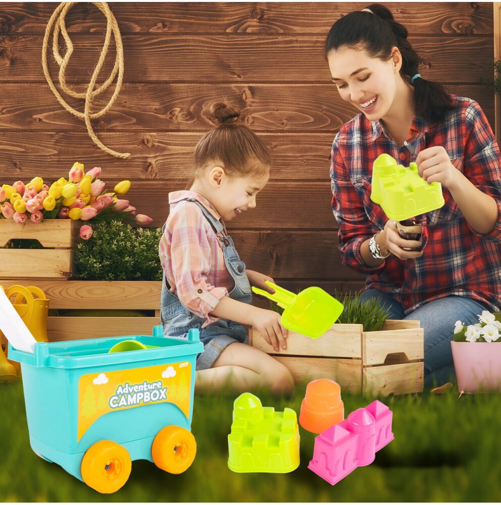 MalPlay Set de joaca pentru copii carucior cu accesorii pentru nisip si gradina