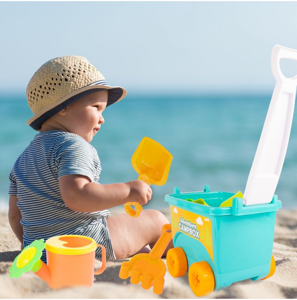 MalPlay Set de joaca pentru copii carucior cu accesorii pentru nisip si gradina