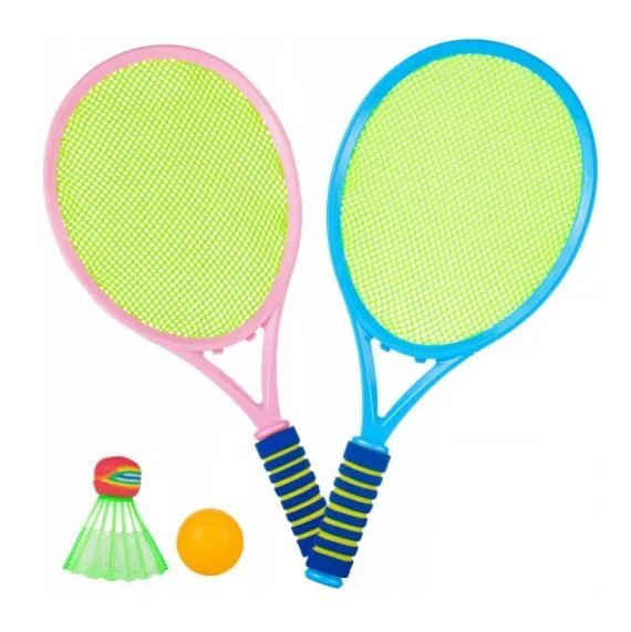 MalPlay Set de tenis si badminton pentru copii cu 2 palete 22 x 48cm minge si fluturas