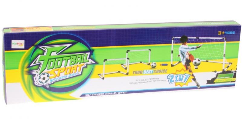 MalPlay Set porti de fotbal 2 in 1 pentru copii cu minge si pompa incluse