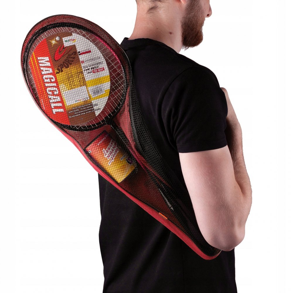 MalPlay Set Rachete de badminton cu fluturasi si husa Red