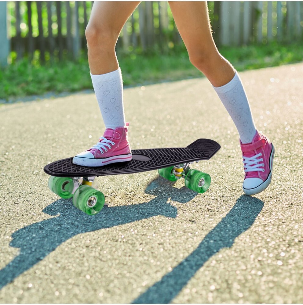 MalPlay Skateboard cu led-uri pentru copii 56x15cm Black