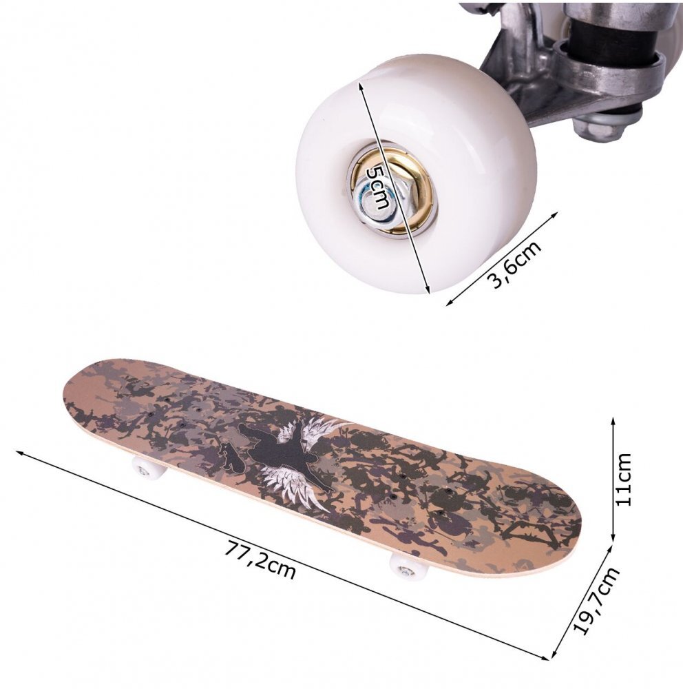 MalPlay Skateboard cu platforma antiderapanta 77cm Brown camouflage
