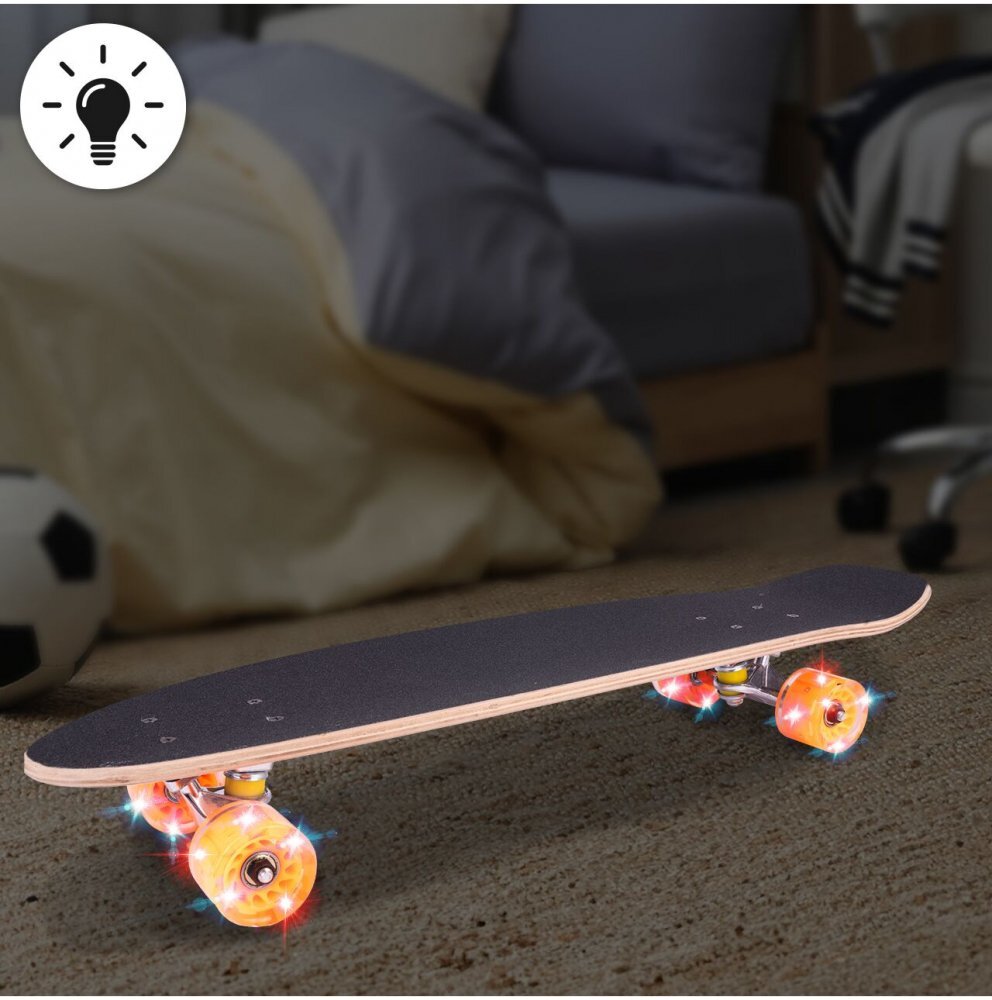 MalPlay Skateboard cu platforma antiderapanta si roti luminoase LED 71x20 cm multicolor