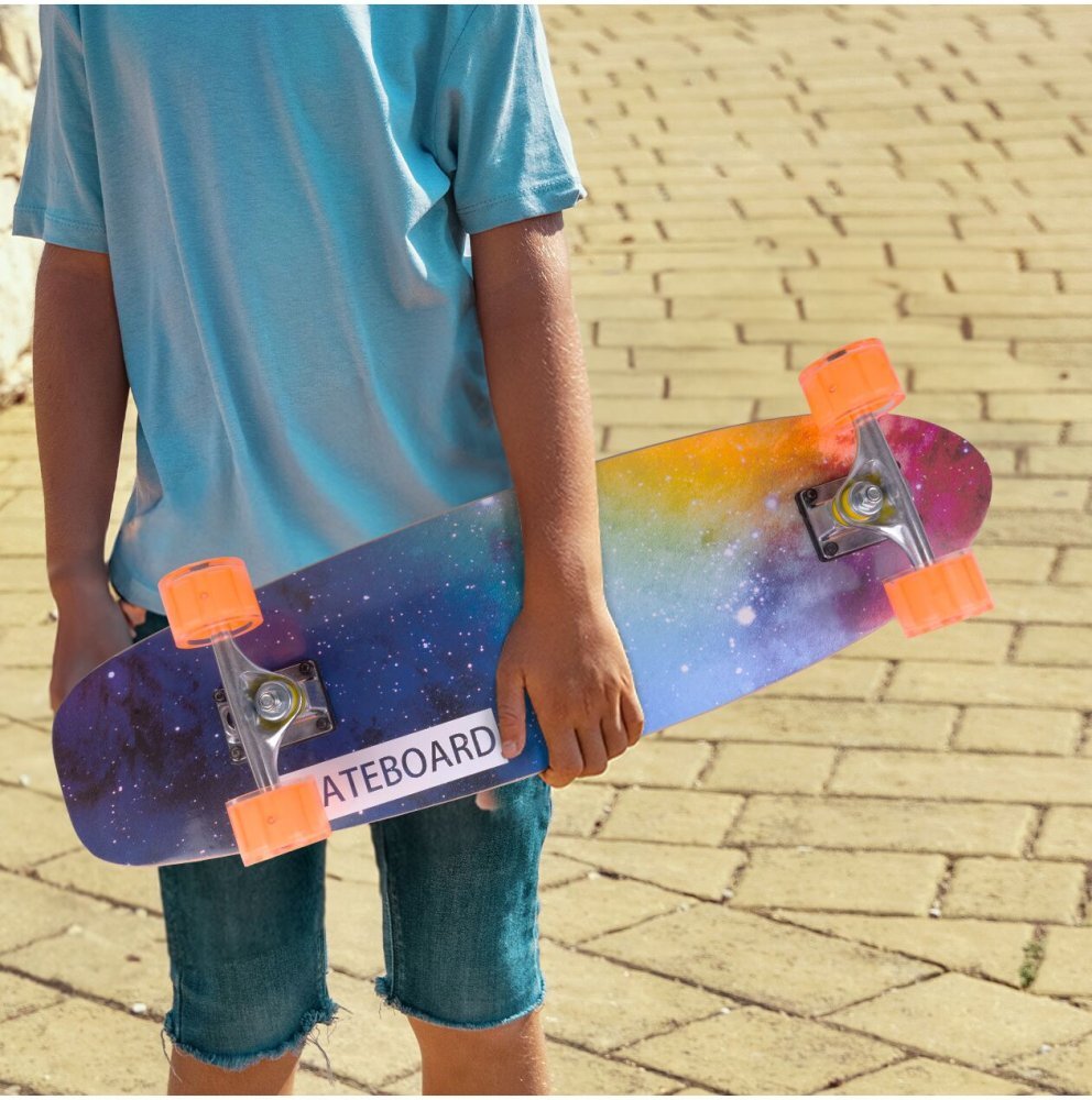 MalPlay Skateboard cu platforma antiderapanta si roti luminoase LED 71x20 cm multicolor
