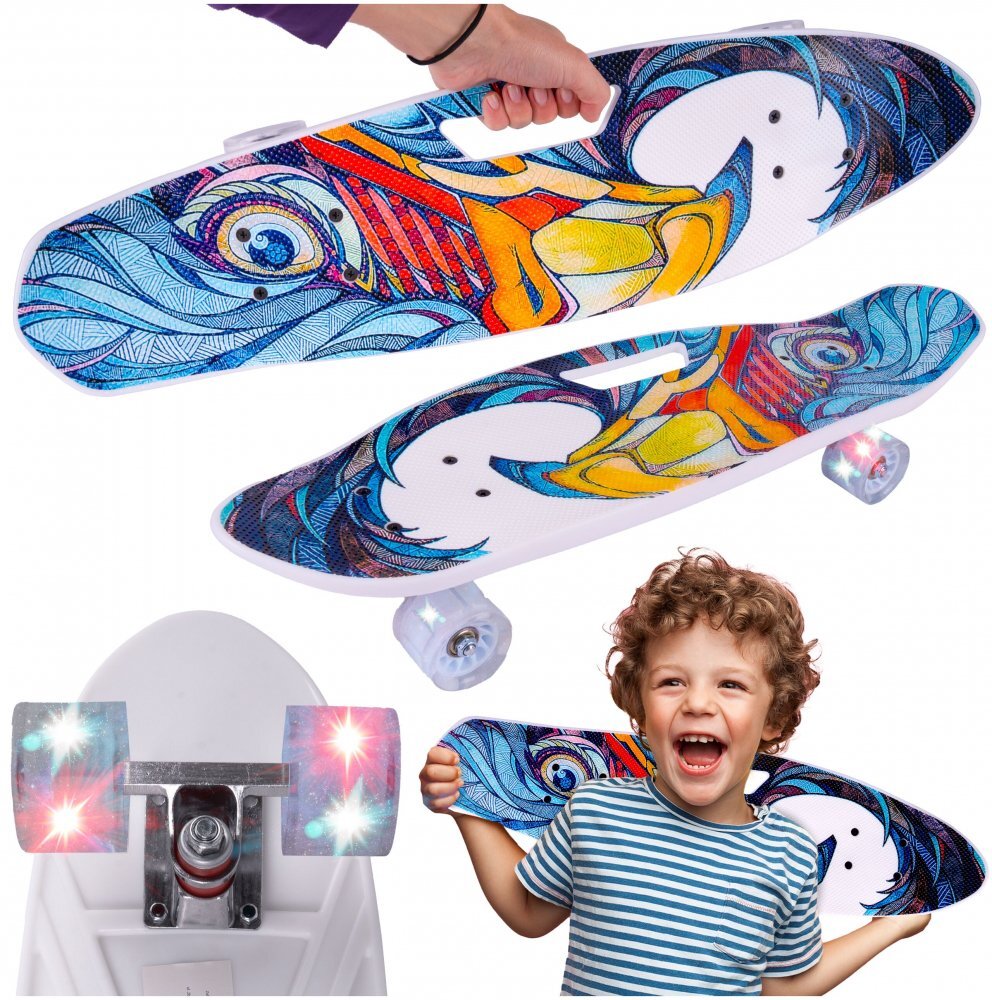 MalPlay Skateboard pentru copii cu roti LED luminoase si maner