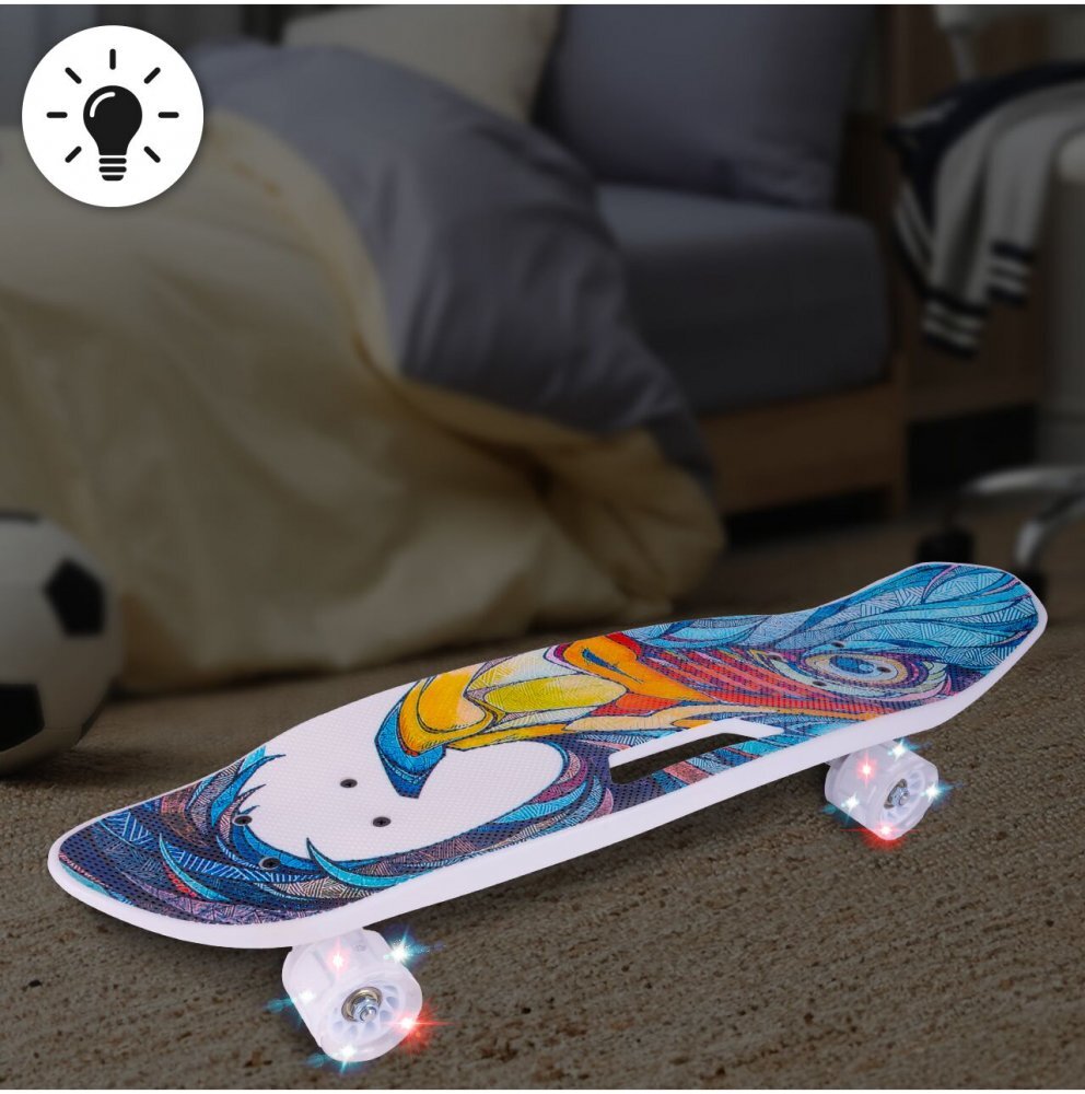 MalPlay Skateboard pentru copii cu roti LED luminoase si maner