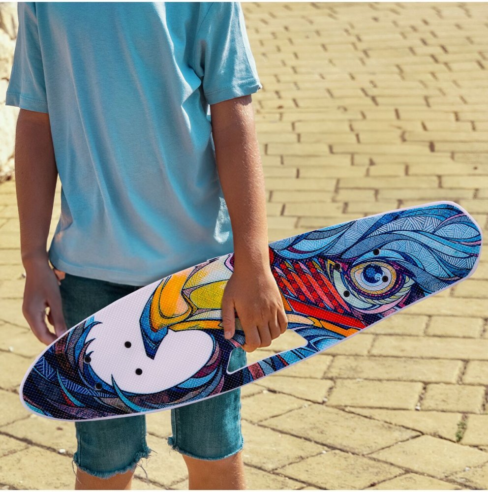 MalPlay Skateboard pentru copii cu roti LED luminoase si maner