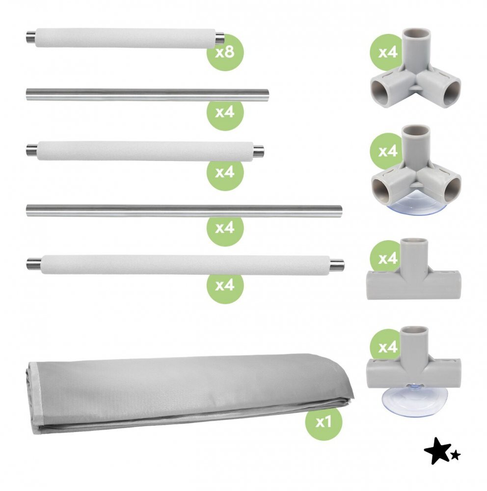 MalPlay Tarc de joaca pentru copii Kivo Grey design modern si sigur usa acces mare cu fermoar actionat din exterior dimensiune 150 x 180 cm cu buzunar din plasa