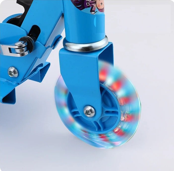 MalPlay Trotineta pliabila cu 3 roti din silicon si frana pe roata din spate Blue