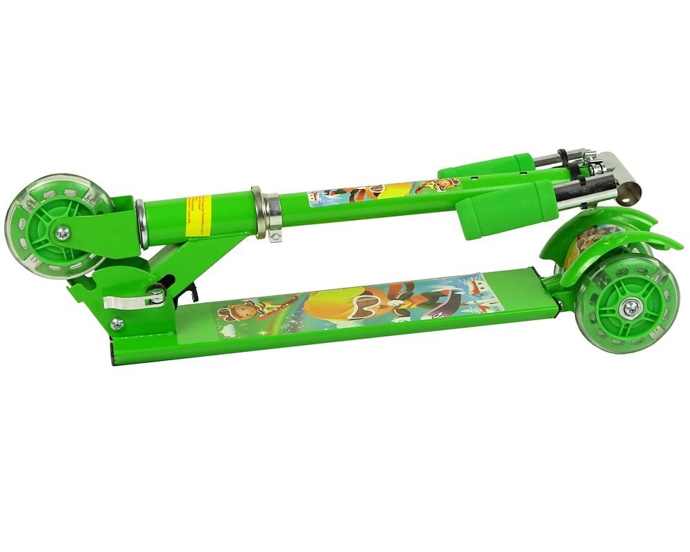 MalPlay Trotineta pliabila cu 3 roti din silicon si frana pe roata din spate Green