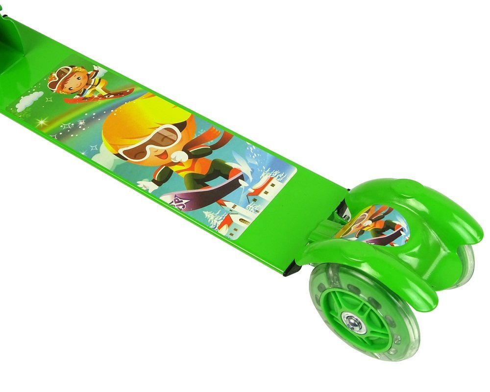 MalPlay Trotineta pliabila cu 3 roti din silicon si frana pe roata din spate Green