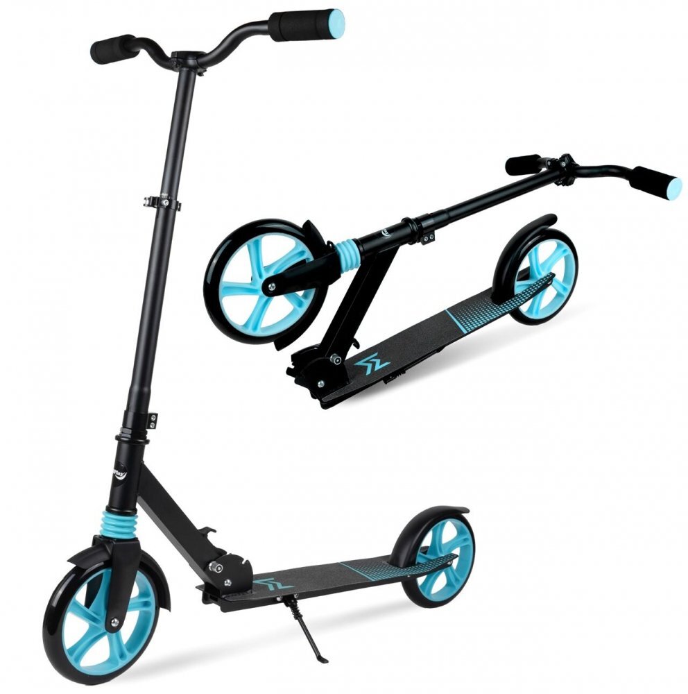 MalPlay Trotineta pliabila cu platforma antiderapanta roti PU 200 mm Frana spate Manere ergonomice din spuma City Scooter Blue Black