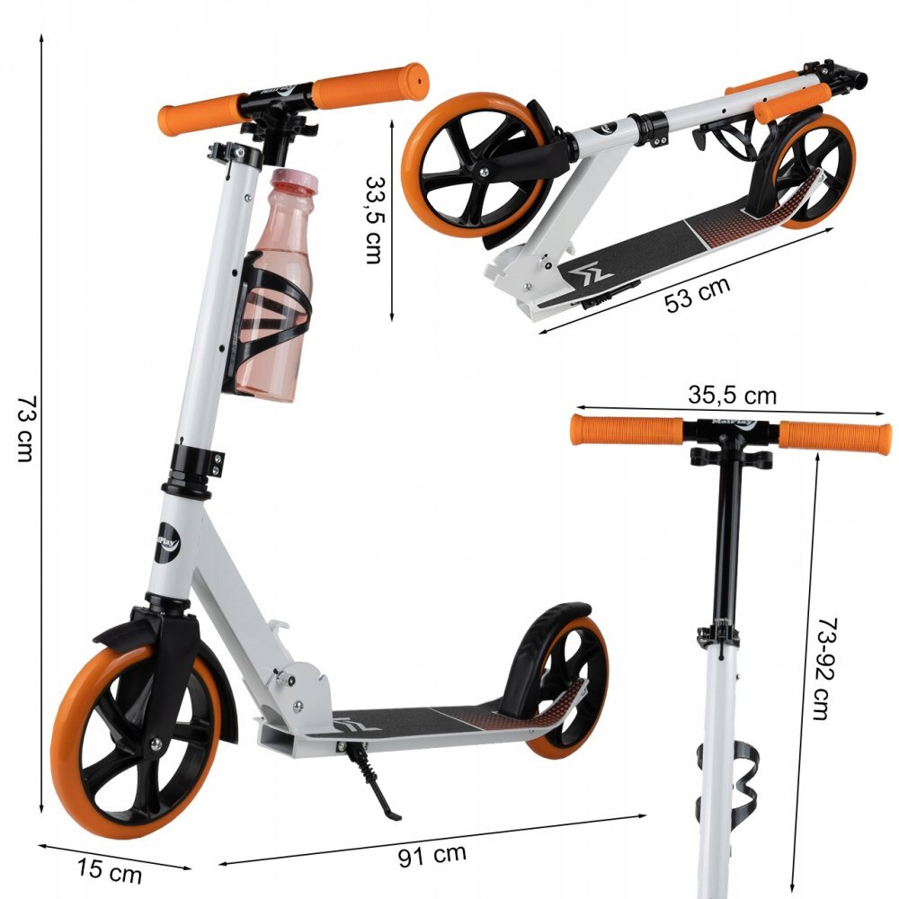 MalPlay Trotineta pliabila pentru copii Orange cadru din aluminiu curea de transport si suport pentru bidon incluse