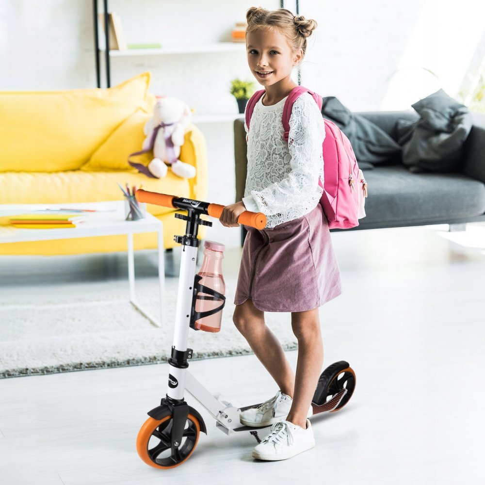 MalPlay Trotineta pliabila pentru copii Orange cadru din aluminiu curea de transport si suport pentru bidon incluse