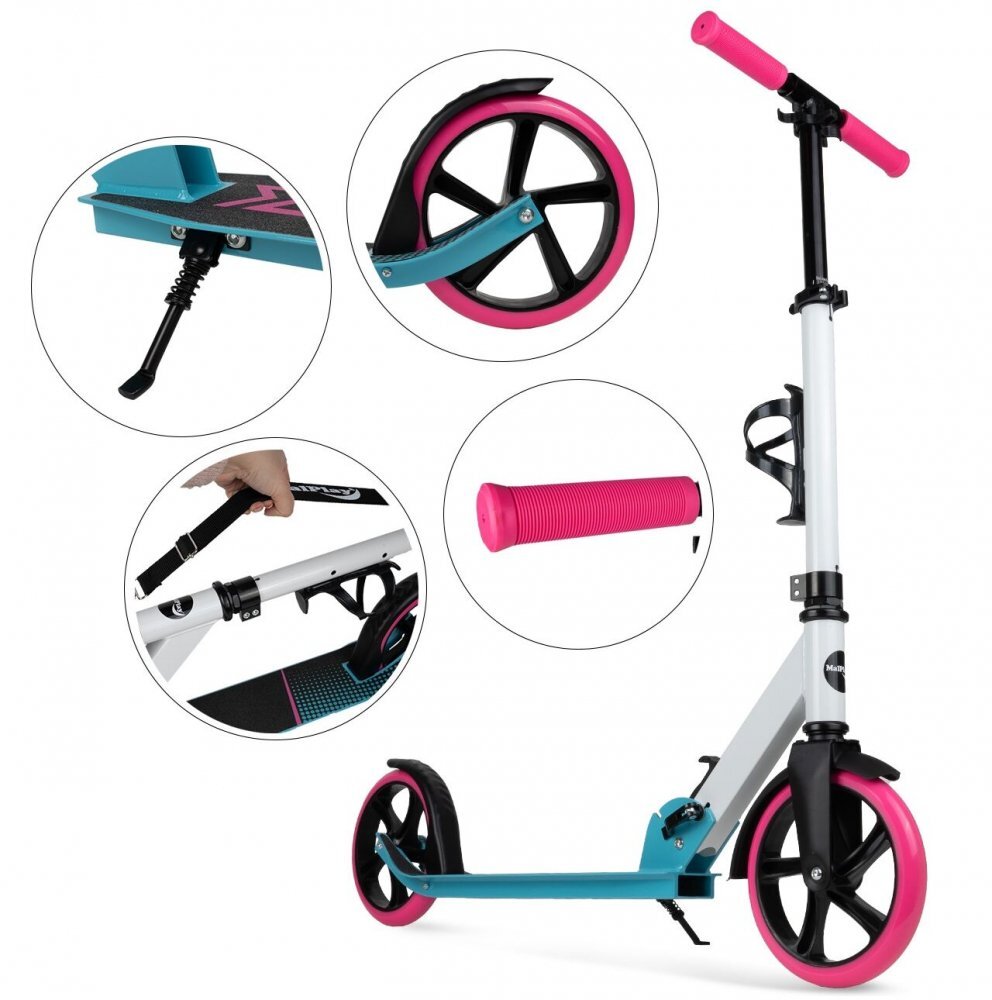 MalPlay Trotineta pliabila pentru copii Pink cadru din aluminiu curea de transport si suport pentru bidon incluse