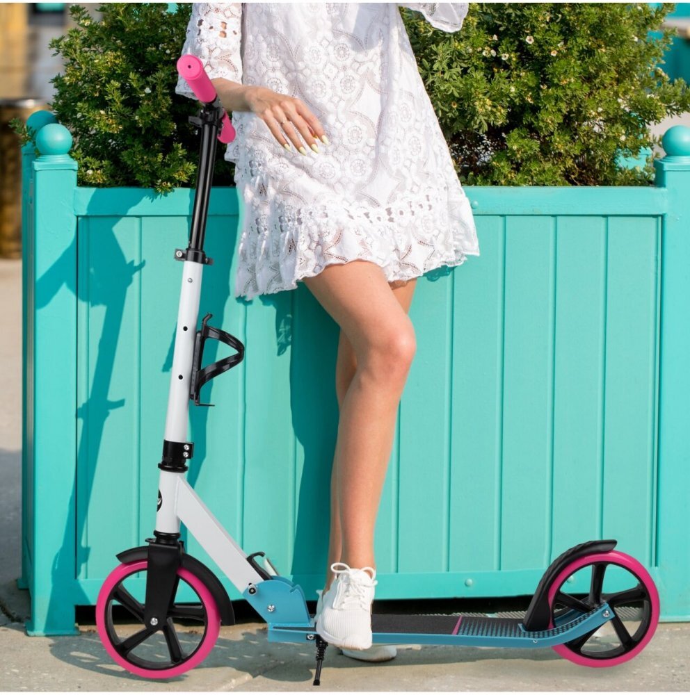 MalPlay Trotineta pliabila pentru copii Pink cadru din aluminiu curea de transport si suport pentru bidon incluse