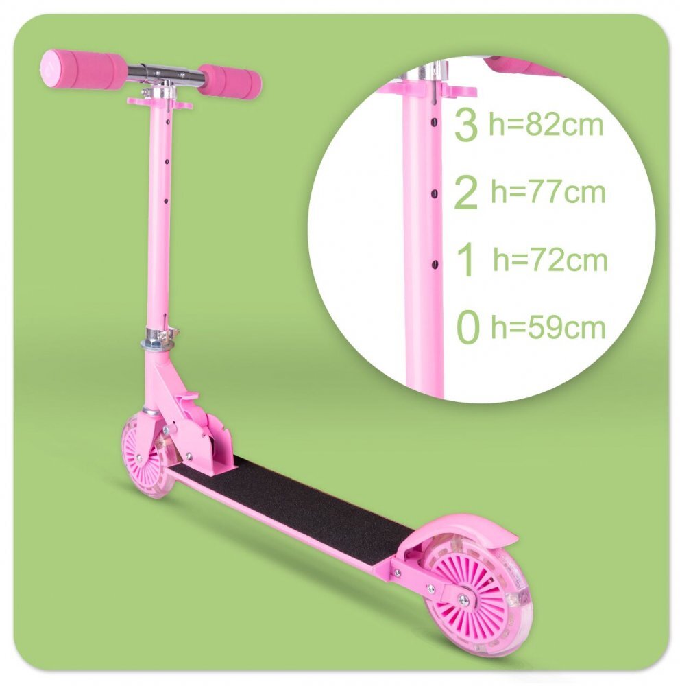 MalPlay Trotineta pliabila si reglabila pentru copii Pink cu lumini LED