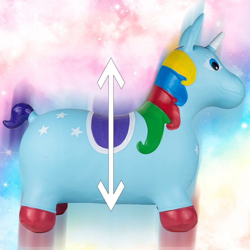 MalPlay Unicorn din cauciuc gonflabil pentru interiorexterior cu pompa inclusa material rezistent si durabil 59 x 50 x 24 cm Blue