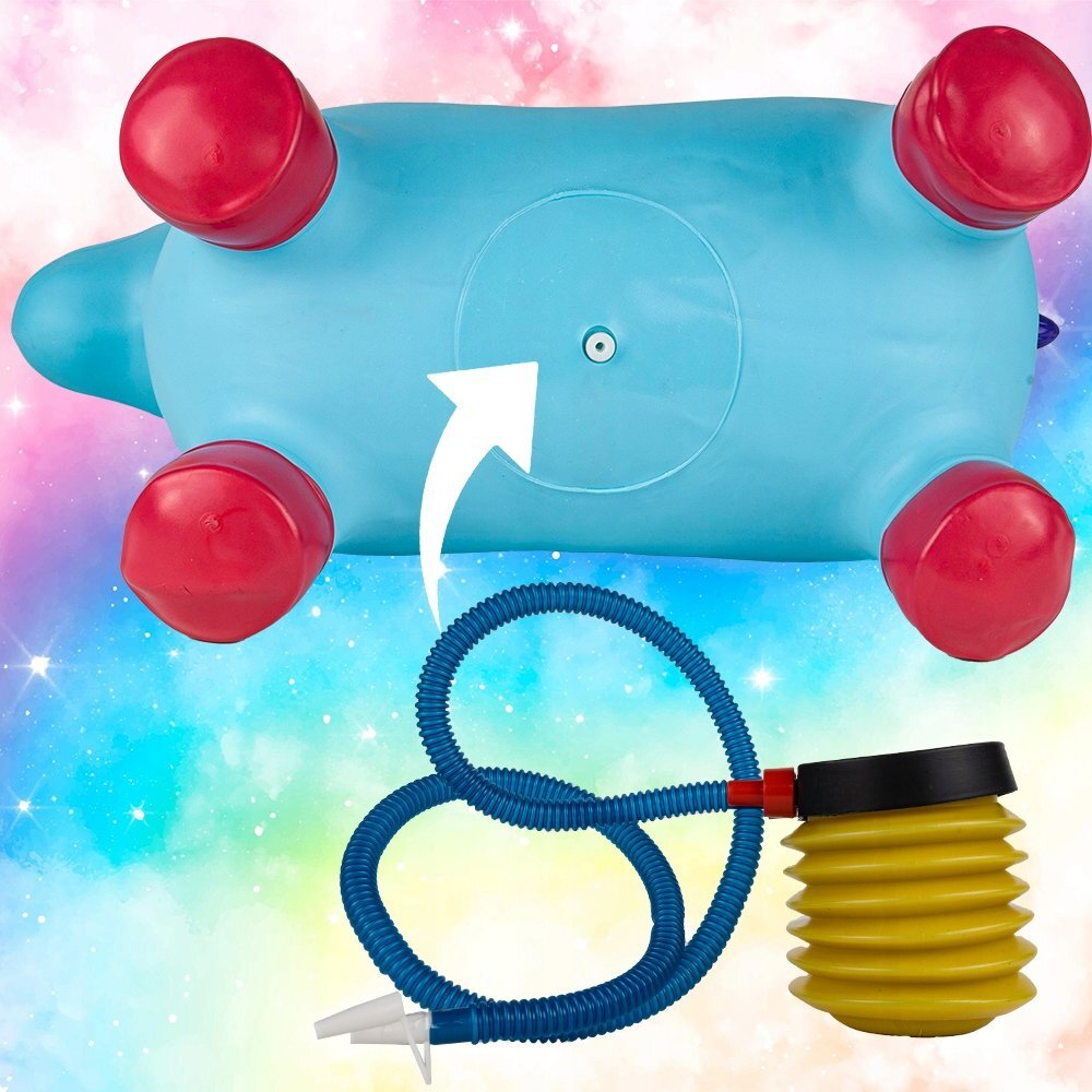 MalPlay Unicorn din cauciuc gonflabil pentru interiorexterior cu pompa inclusa material rezistent si durabil 59 x 50 x 24 cm Blue