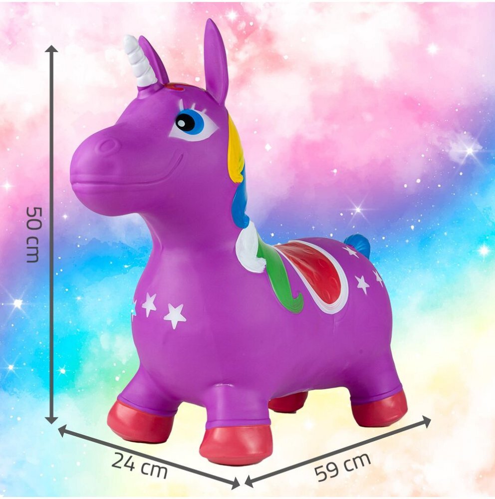 MalPlay Unicorn din cauciuc gonflabil pentru interiorexterior cu pompa inclusa material rezistent si durabil 59 x 50 x 24 cm Mov