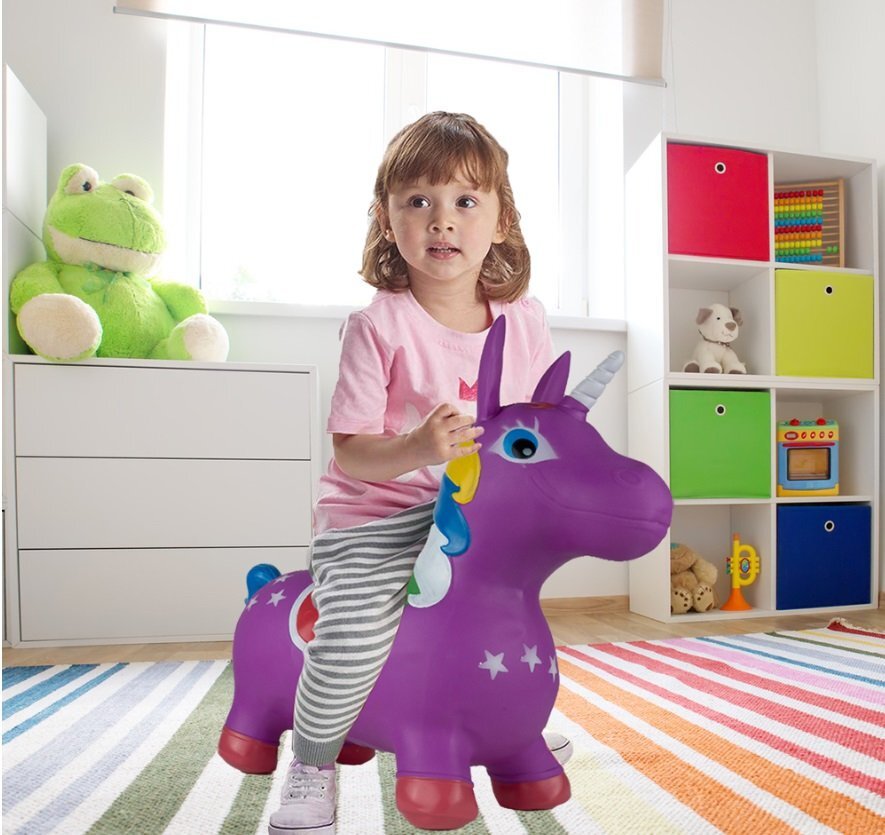 MalPlay Unicorn din cauciuc gonflabil pentru interiorexterior cu pompa inclusa material rezistent si durabil 59 x 50 x 24 cm Mov