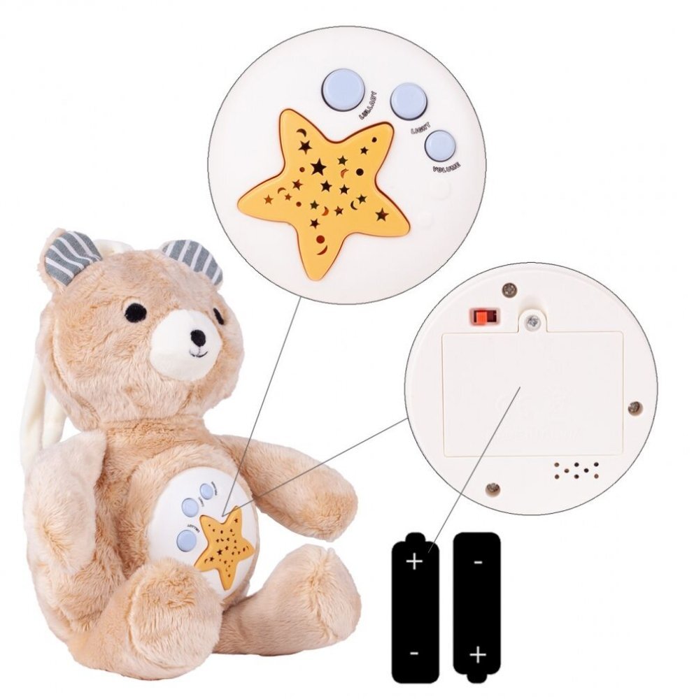MalPlay Ursulet muzical de plus cu proiector de stele 35 cm Teddy Bear