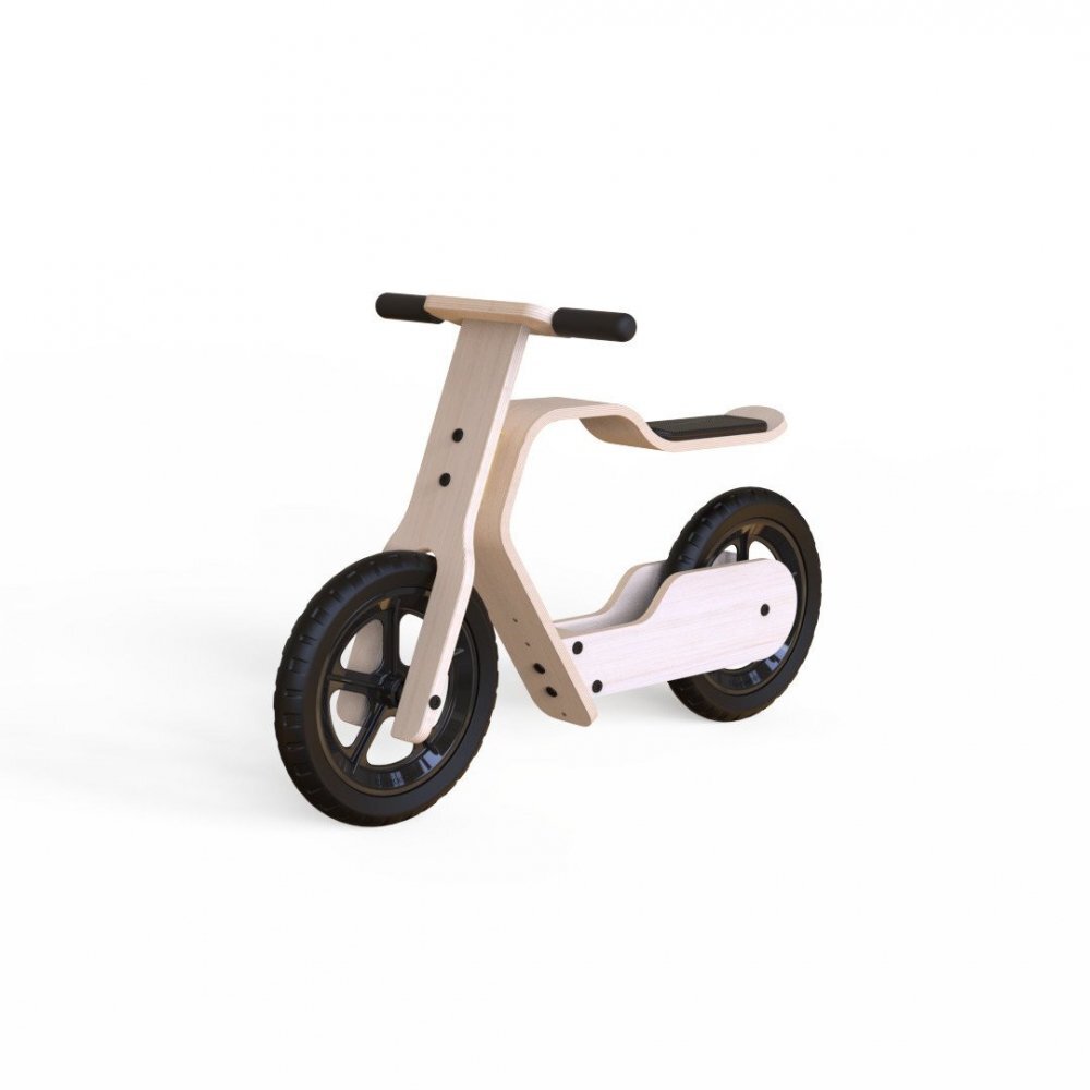MamaToyz Bicicleta copii din lemn natural fara pedale RideMe scaun reglabil de la 34 cm la 40 cm cadru flexibil ce actioneaza ca o suspensie de la 2 ani pana la 30 de kg