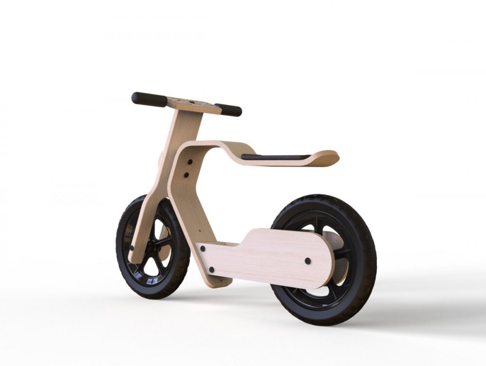 MamaToyz Bicicleta copii din lemn natural fara pedale RideMe scaun reglabil de la 34 cm la 40 cm cadru flexibil ce actioneaza ca o suspensie de la 2 ani pana la 30 de kg