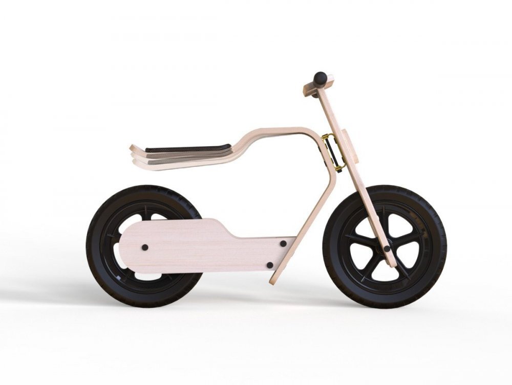 MamaToyz Bicicleta copii din lemn natural fara pedale RideMe scaun reglabil de la 34 cm la 40 cm cadru flexibil ce actioneaza ca o suspensie de la 2 ani pana la 30 de kg
