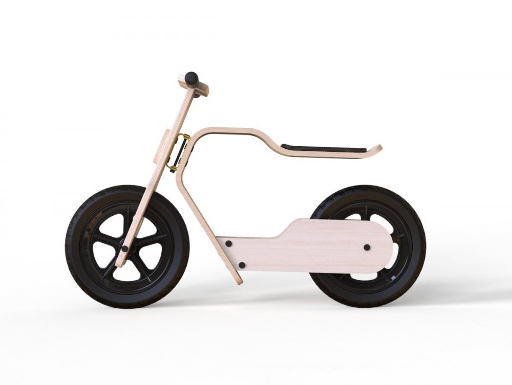 MamaToyz Bicicleta copii din lemn natural fara pedale RideMe scaun reglabil de la 34 cm la 40 cm cadru flexibil ce actioneaza ca o suspensie de la 2 ani pana la 30 de kg