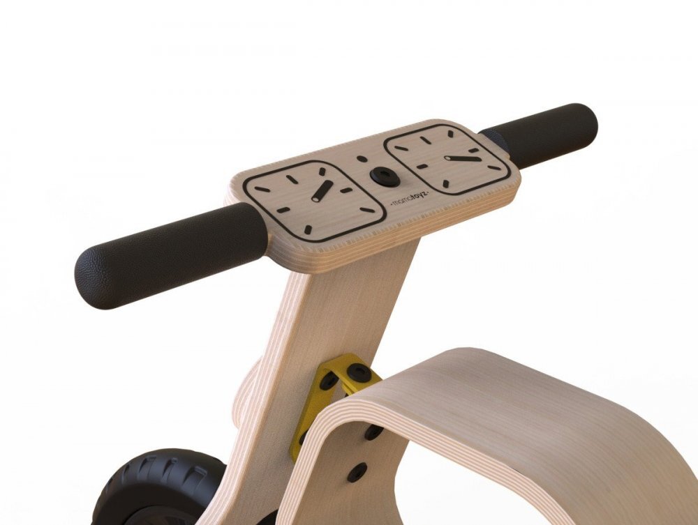 MamaToyz Bicicleta copii din lemn natural fara pedale RideMe scaun reglabil de la 34 cm la 40 cm cadru flexibil ce actioneaza ca o suspensie de la 2 ani pana la 30 de kg