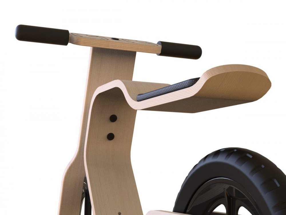 MamaToyz Bicicleta copii din lemn natural fara pedale RideMe scaun reglabil de la 34 cm la 40 cm cadru flexibil ce actioneaza ca o suspensie de la 2 ani pana la 30 de kg