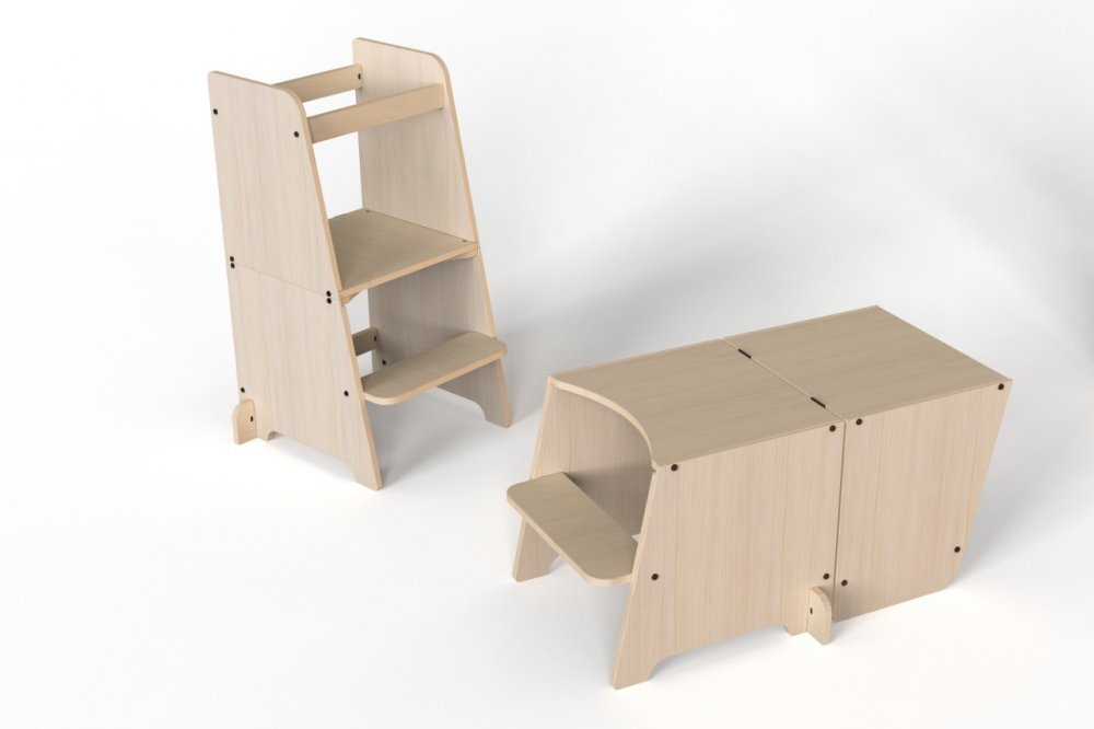 MamaToyz Turn de invatare multifunctional Kule Bend Natur utilizabil ca masa sau platforma de joaca