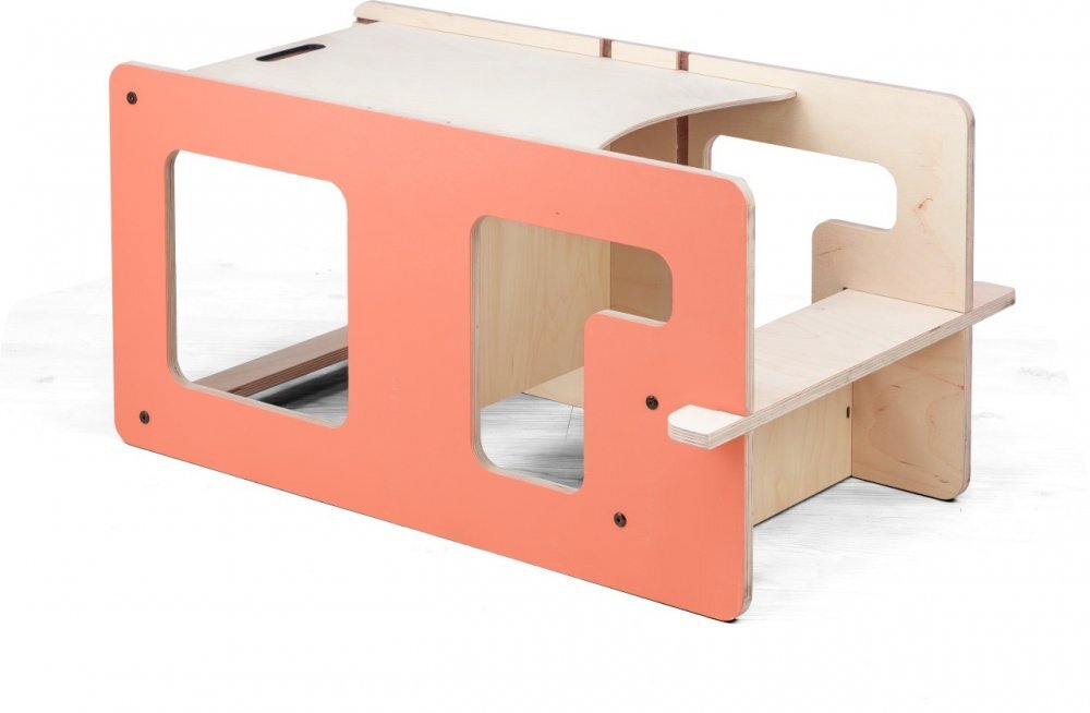 MamaToyz Turn de invatare multifunctional Kule Flip Roz utilizabila ca masa sau platforma de joaca