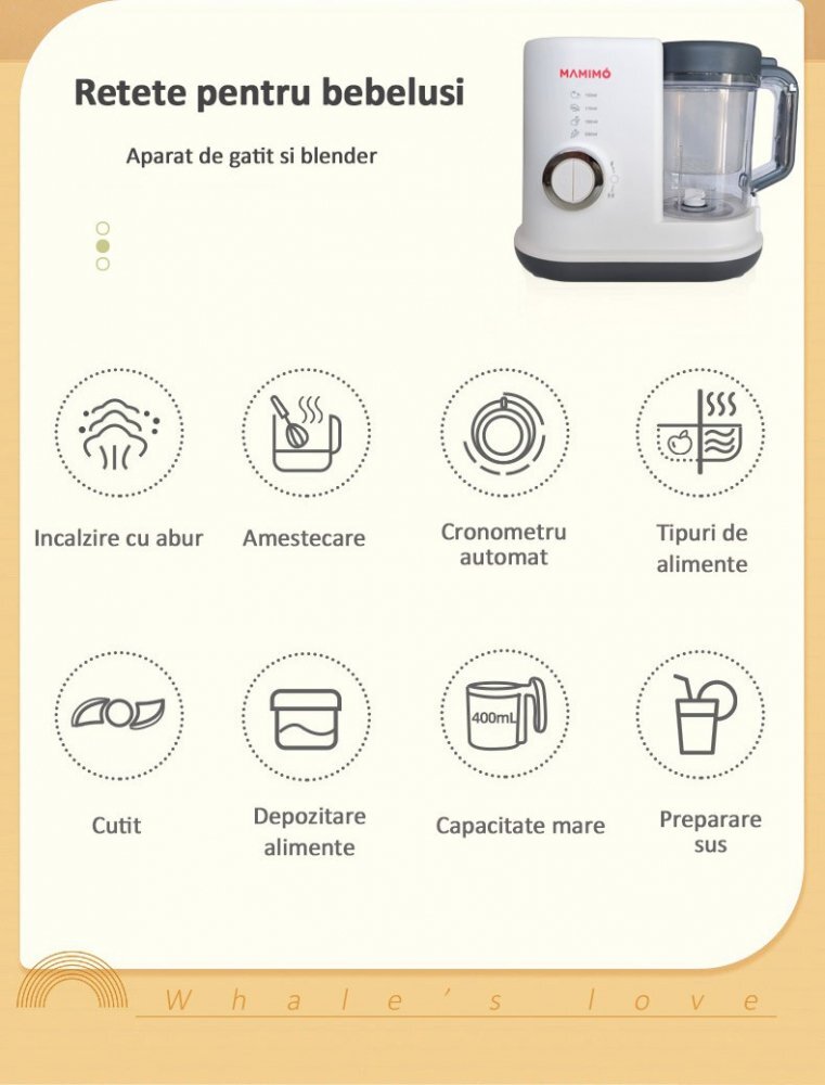 Mamimo Aparat de gatit cu aburi si functie de blender 2 in 1 BFP8001