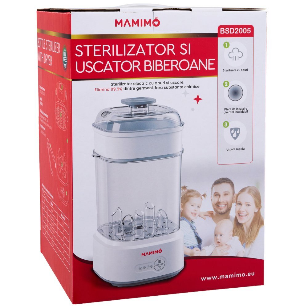 Mamimo Sterilizator electric cu aburi si functie uscare BSD2005 5 biberoane sterilizare rapida biberon sticla cadou