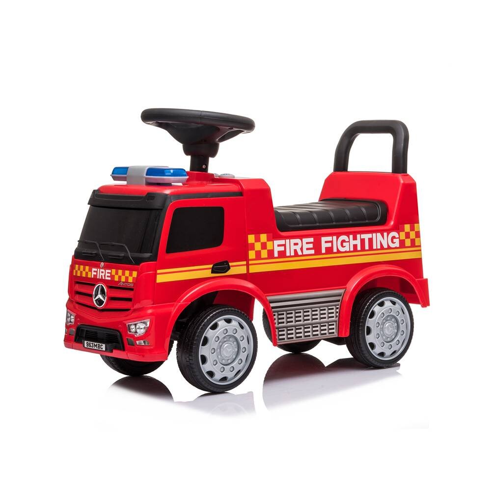 Mandelli Masinuta pentru copii fara pedale Mercedes Pompieri recomandata copiilor intre 1 -3 ani spatiu de depozitare sub scaun sunete si lumini greutatea maxima admisa 25 kg