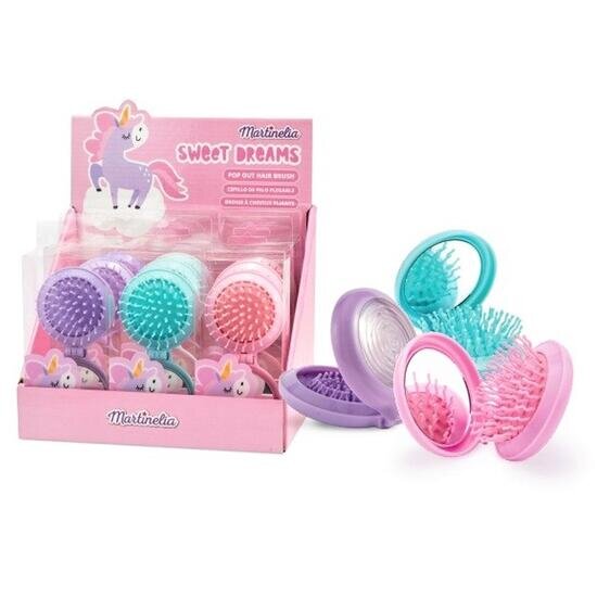Martinelia Set 12 perii de par pentru copii pliabile cu oglinda si joc labirint