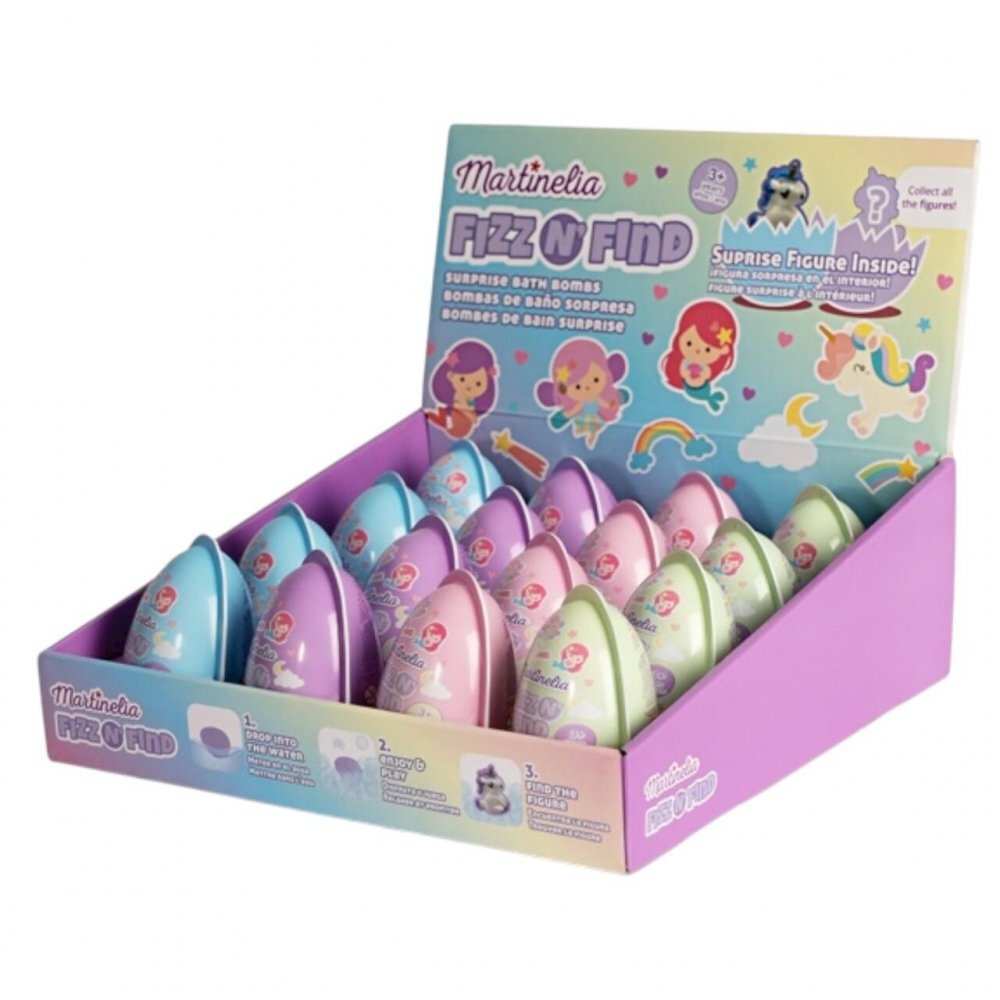 Martinelia Set 16 bombe de baie efervescente in forma de ou cu figurina surpriza in interior 150g