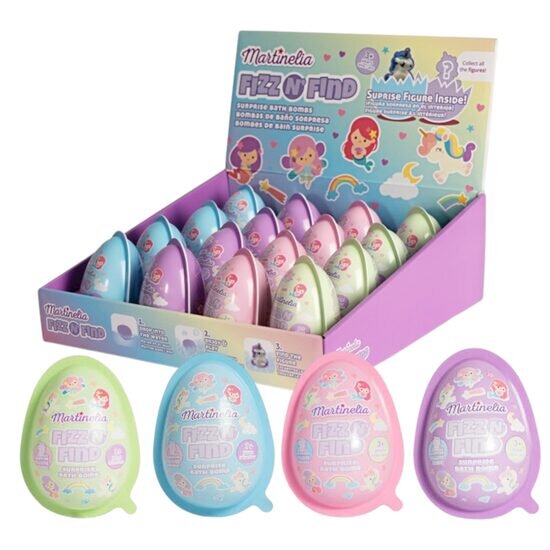 Martinelia Set 16 bombe de baie efervescente in forma de ou cu figurina surpriza in interior 150g