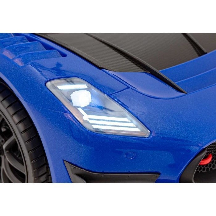 Maserati Masinuta electrica pentru copii MC20 GT2 albastru 110W cu telecomanda pornire lenta suspensii panou audio scaun piele si roti din spuma Eva
