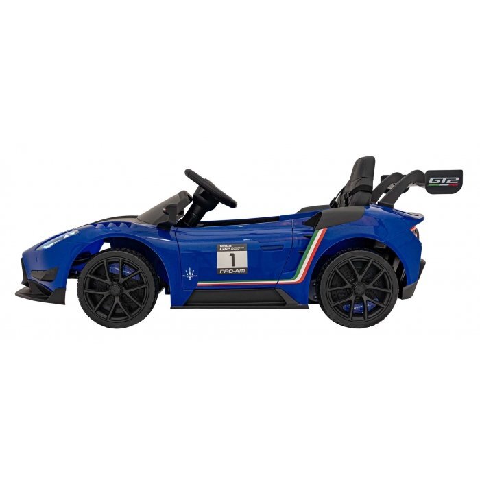 Maserati Masinuta electrica pentru copii MC20 GT2 albastru 110W cu telecomanda pornire lenta suspensii panou audio scaun piele si roti din spuma Eva