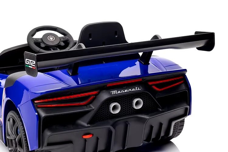 Maserati Masinuta electrica pentru copii MC20 GT2 Blue 300W cu echipare Premium si licenta pornire la buton scaun din piele slow start lumini suspensii roti din spuma Eva si scaun piele