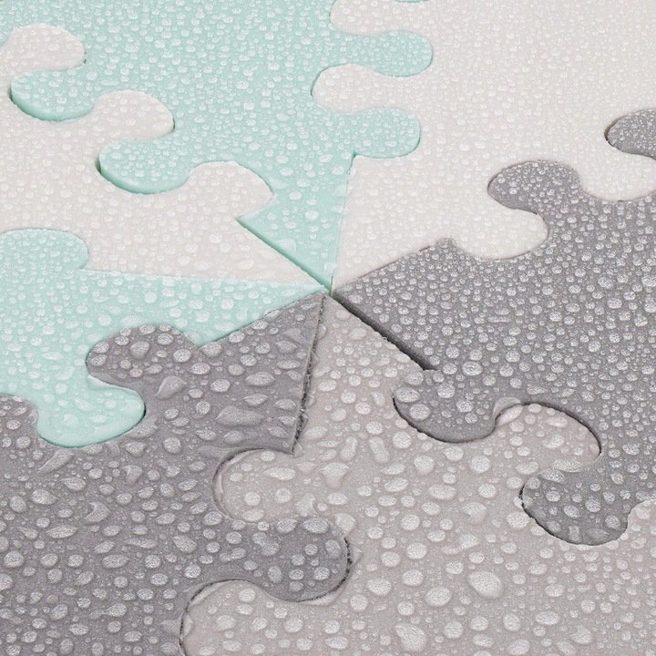 Matadi Covor multifunctional din spuma EVA tip puzzle GreyTurquoise 170x140x1 cm cu 60 elementeprotectie termoizolantacuratare usoarapiese interconectabilegeanta depozitare inclusa