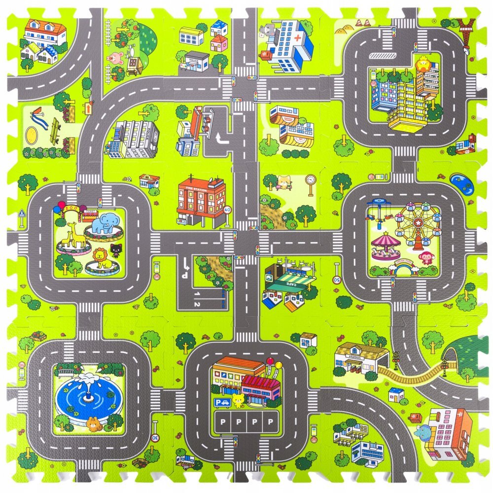 Matadi Covor puzzle din spuma EVA 90x90cm City Circuit
