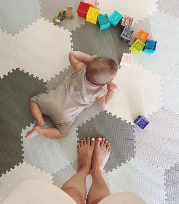 Matadi Covor puzzle din spuma EVA cu 43 elemente 150x130X1.2 cm Hexagonal Grey