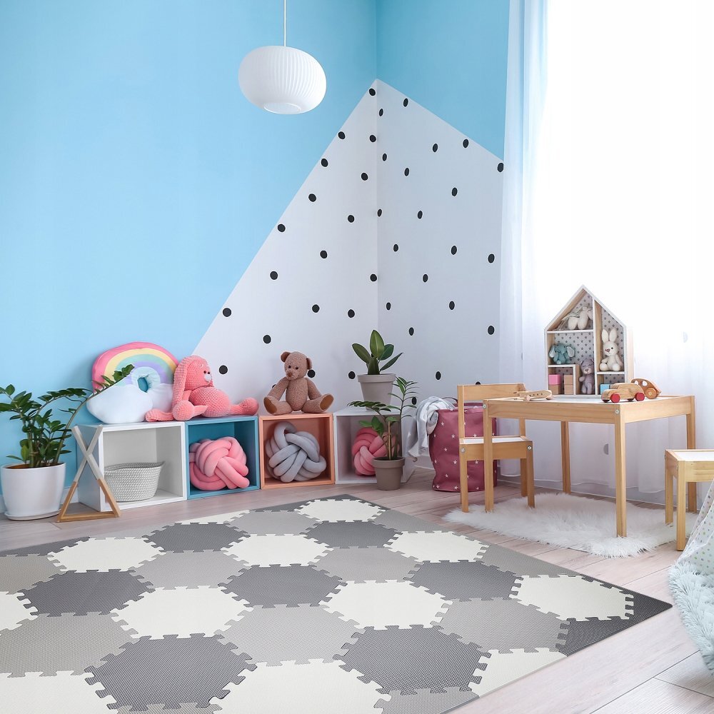 Matadi Covor puzzle din spuma EVA cu 43 elemente 150x130X1.2 cm Hexagonal Grey