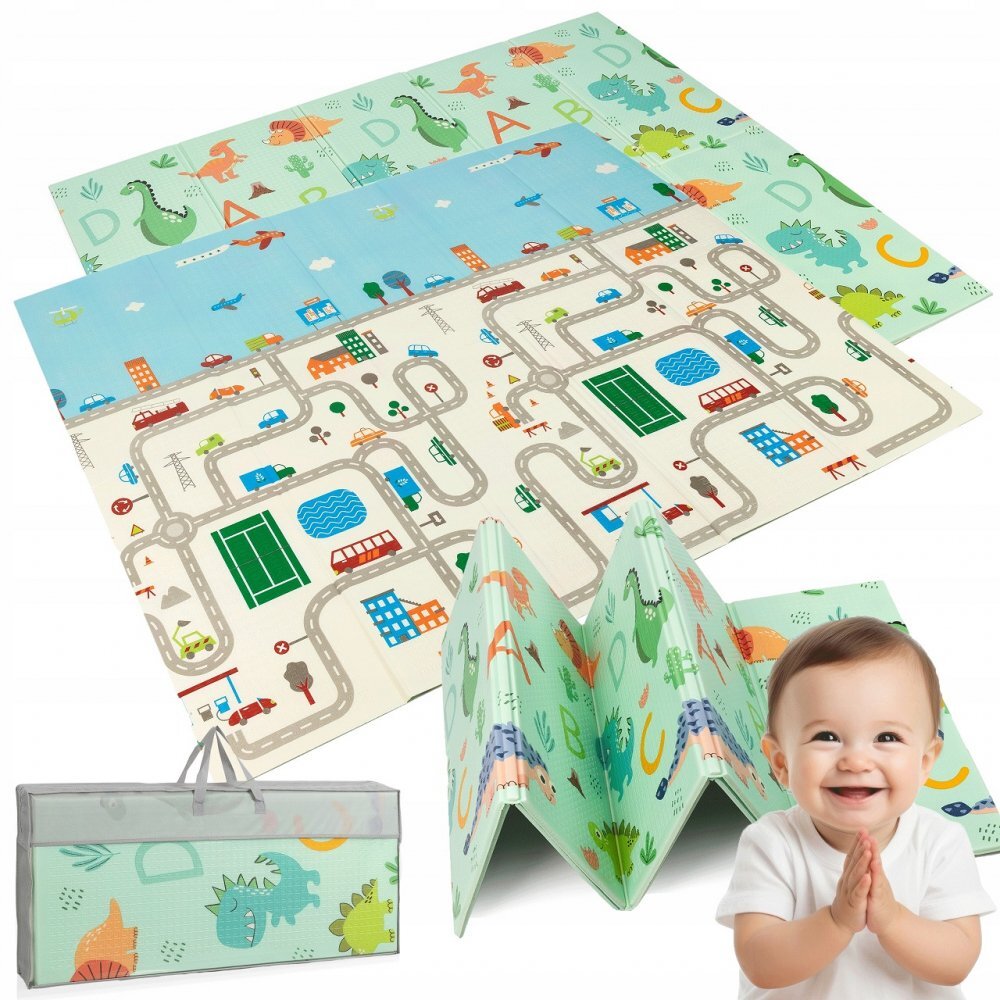 Matadi Covoras educational din spuma XPE cu doua fete 180x200 cm Dino Road